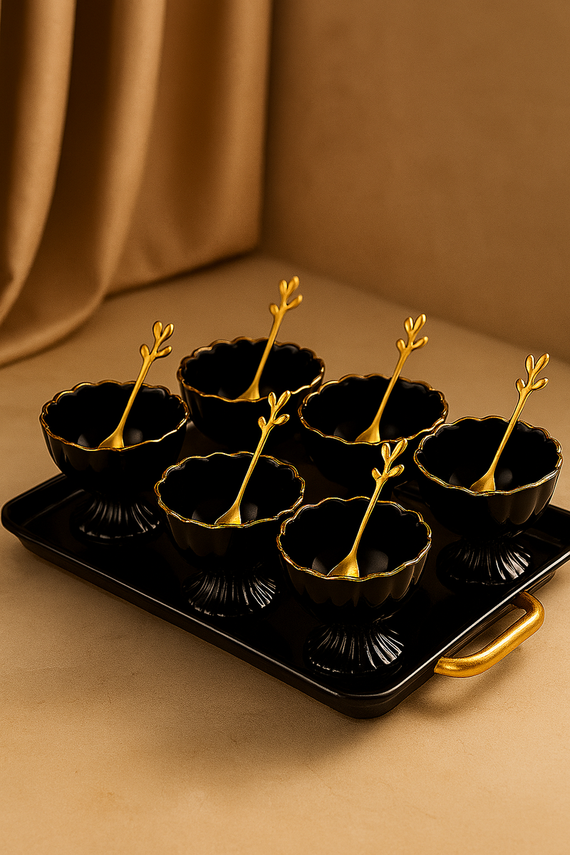 Midnight Elegance Dessert Bowl Set — 6 Pc Luxe Collection