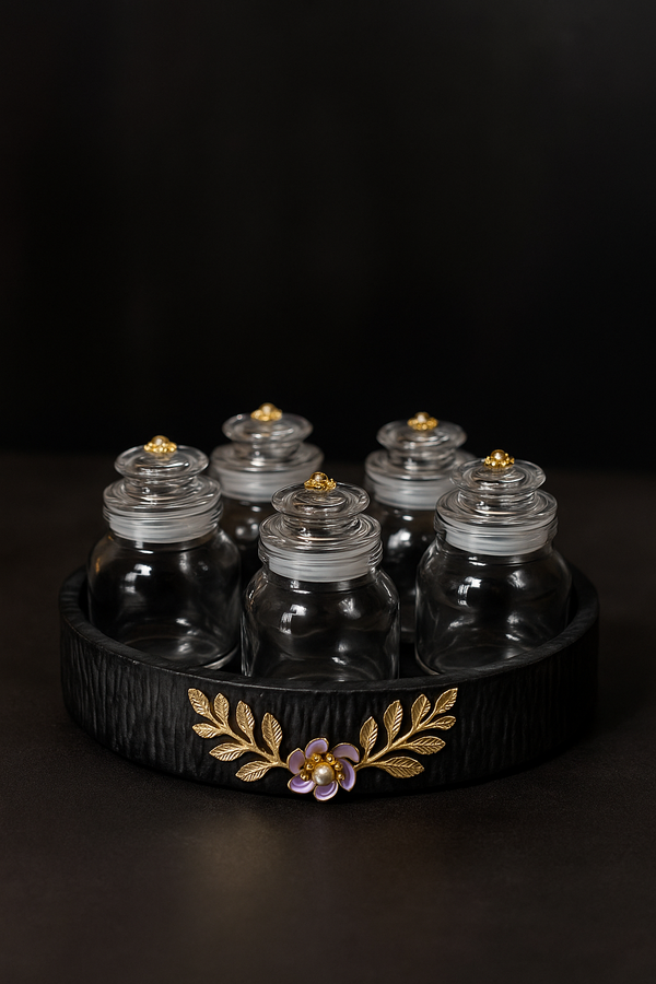 Midnight Elegance 5-Jar Glass Storage Set