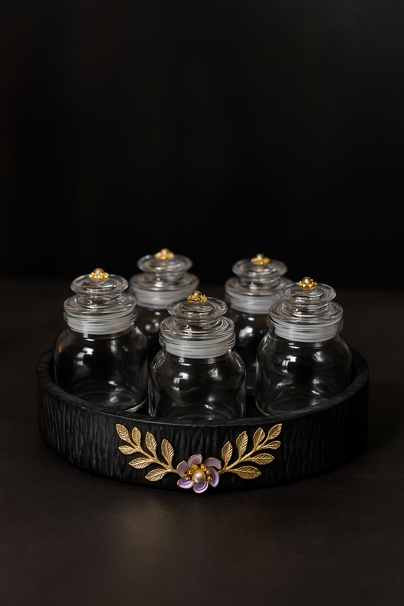 Midnight Elegance 5-Jar Glass Storage Set