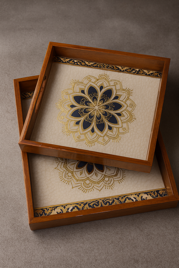 Mandala Elegance Wooden Serving Trays – Set of 2