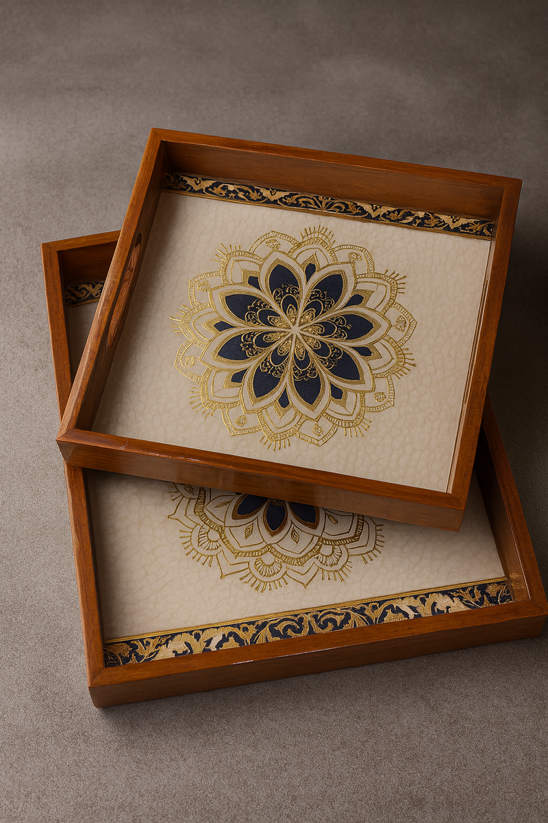 Mandala Elegance Wooden Serving Trays – Set of 2