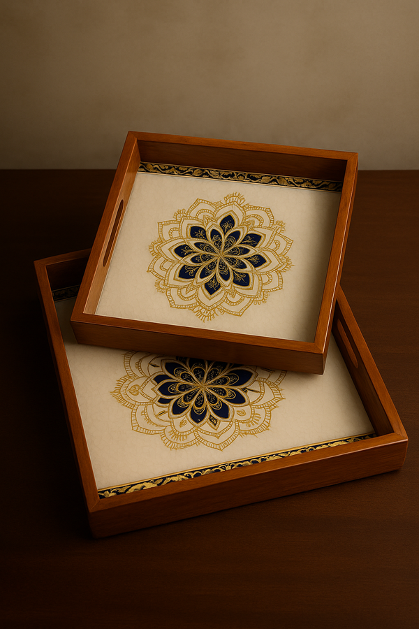 Mandala Elegance Wooden Serving Trays – Set of 2