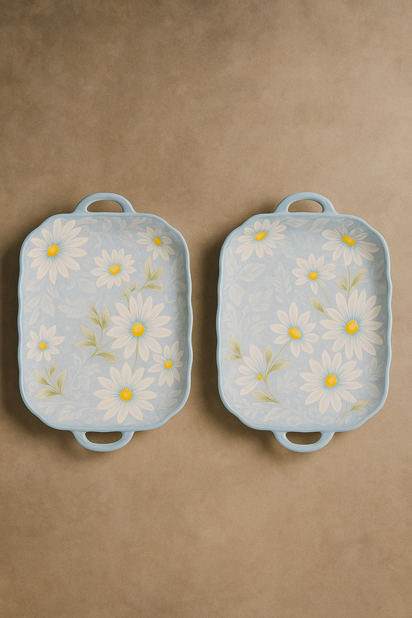 Royale Elegance 2-Piece Plate Set – Daisy Blue Collection