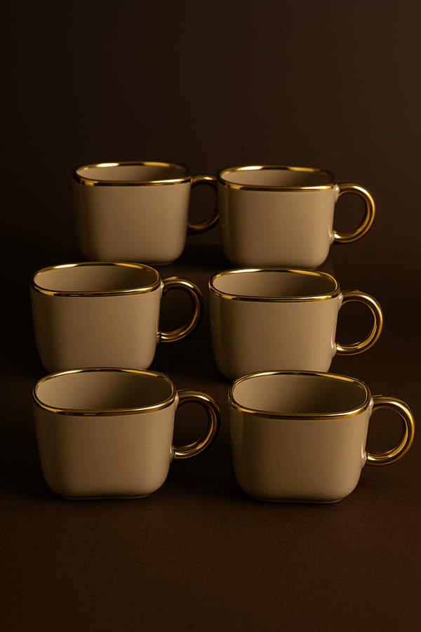Regalia Luxe – 6-Piece Premium Beige Mug Set