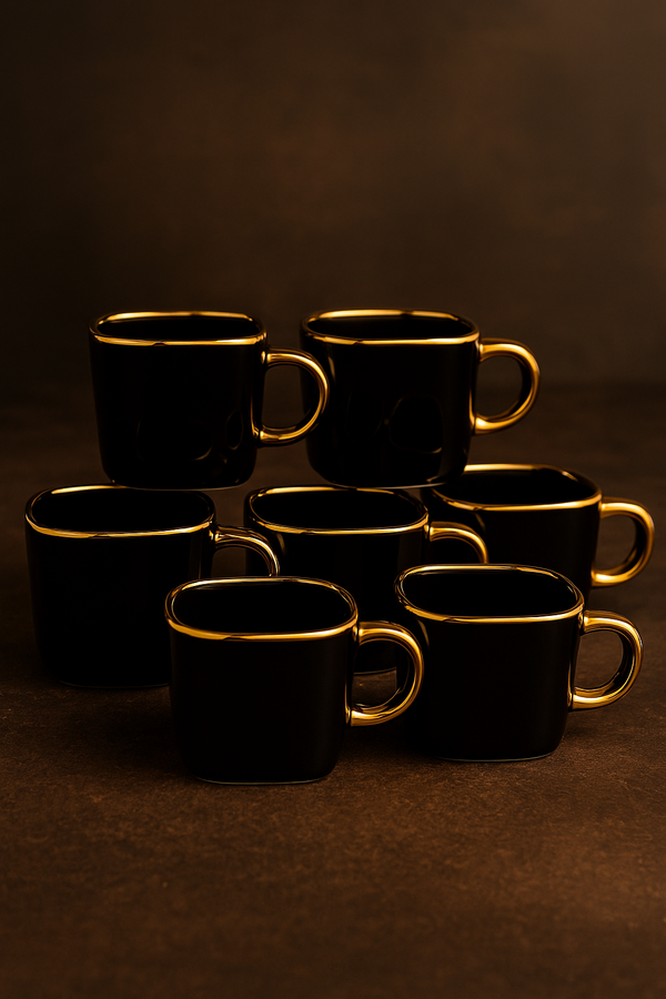 Midnight Elegance 6-Piece Luxury Mug Set