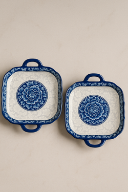 Royale Elegance 2-Piece Plate Set – Blue Floral Collection