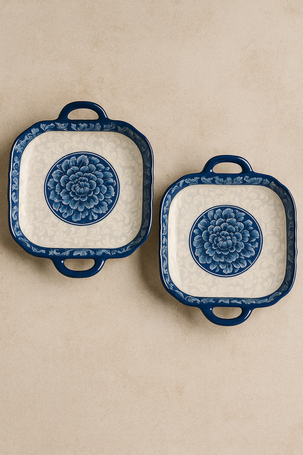 Royale Elegance 2-Piece Plate Set – Blue Floral Collection