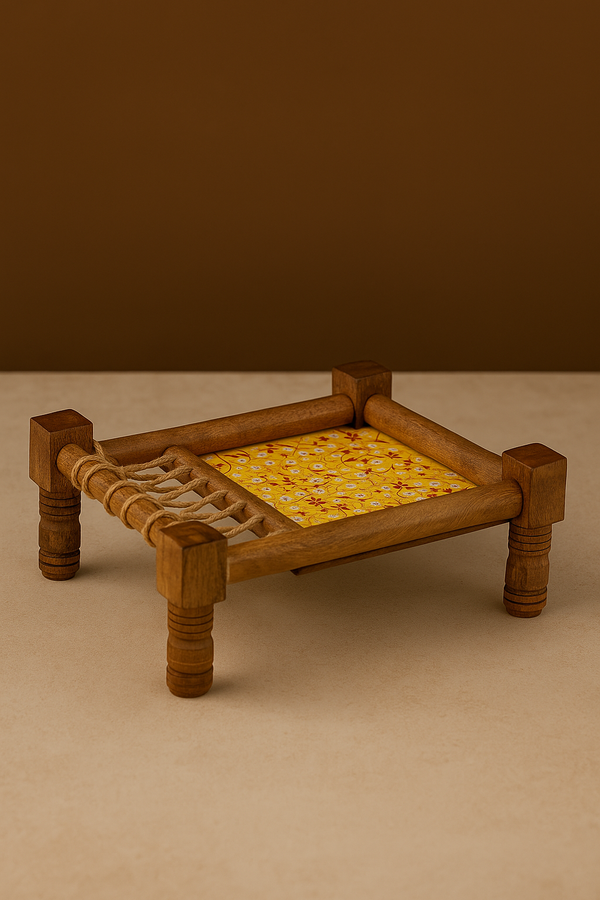 Mini Charpai Heritage Tray – Handcrafted Wooden Decor