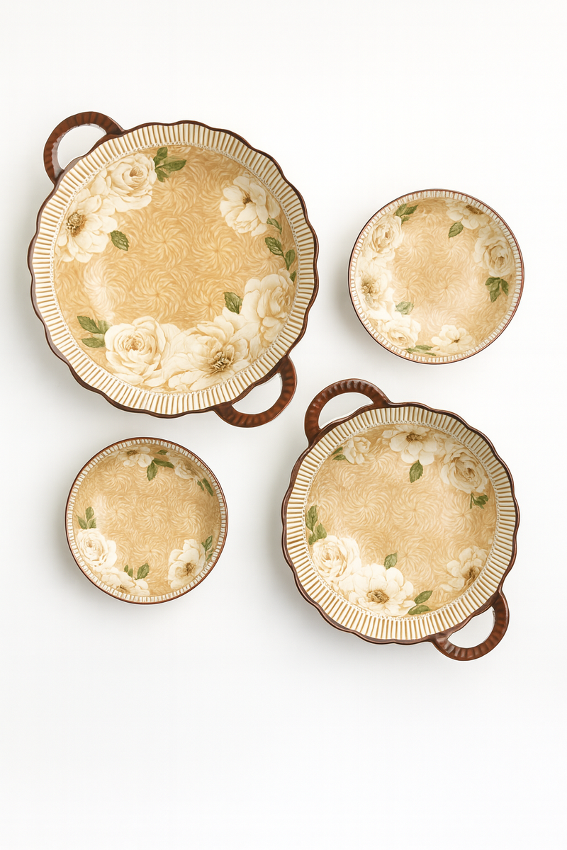 ✨ Royale Elegance Floral Plate Set – 4 Pieces