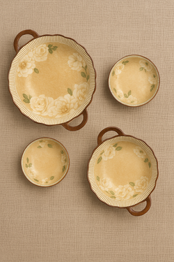 ✨ Royale Elegance Floral Plate Set – 4 Pieces