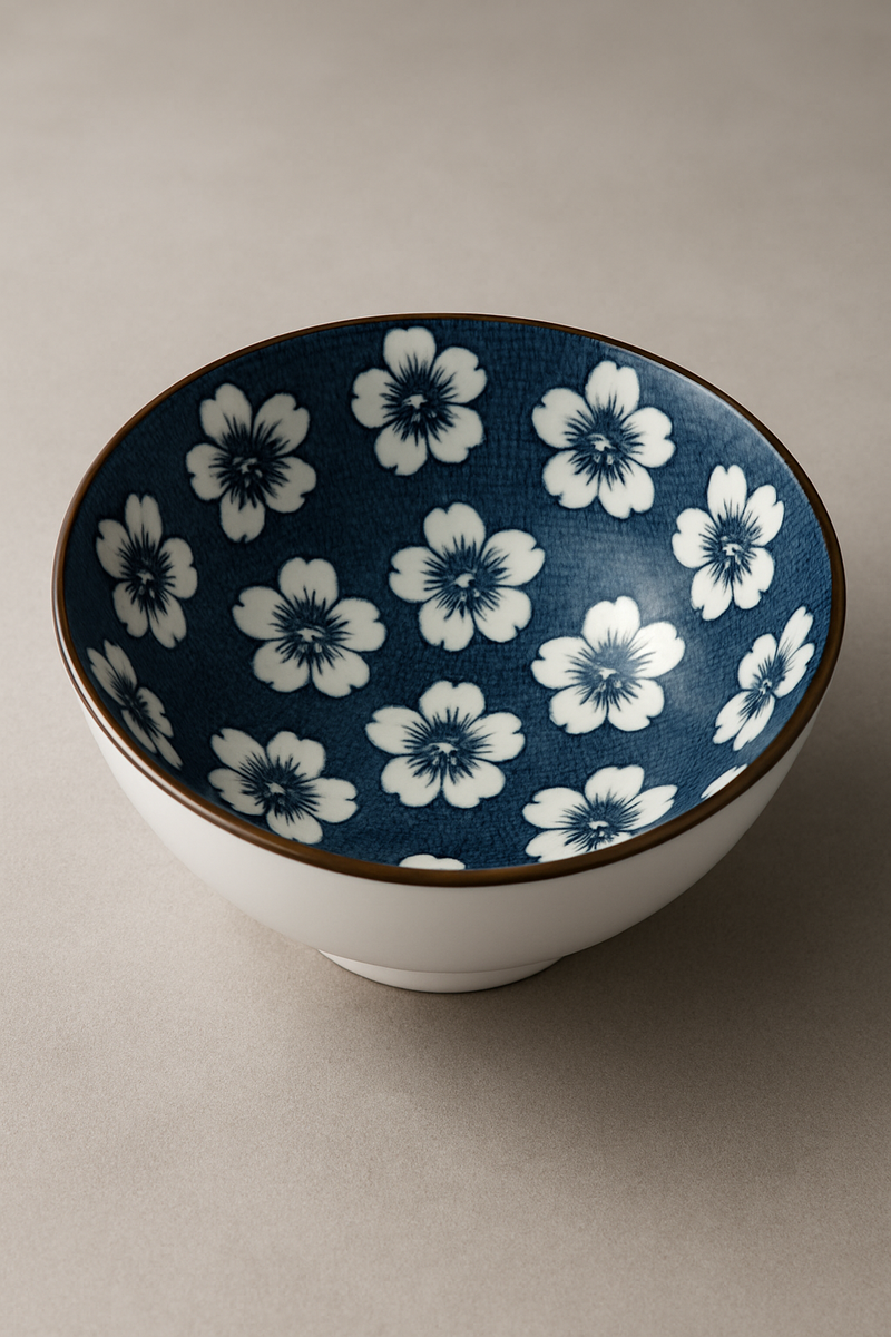 Royale Elegance – Blue Blossom Bowl Set (4 Pieces)