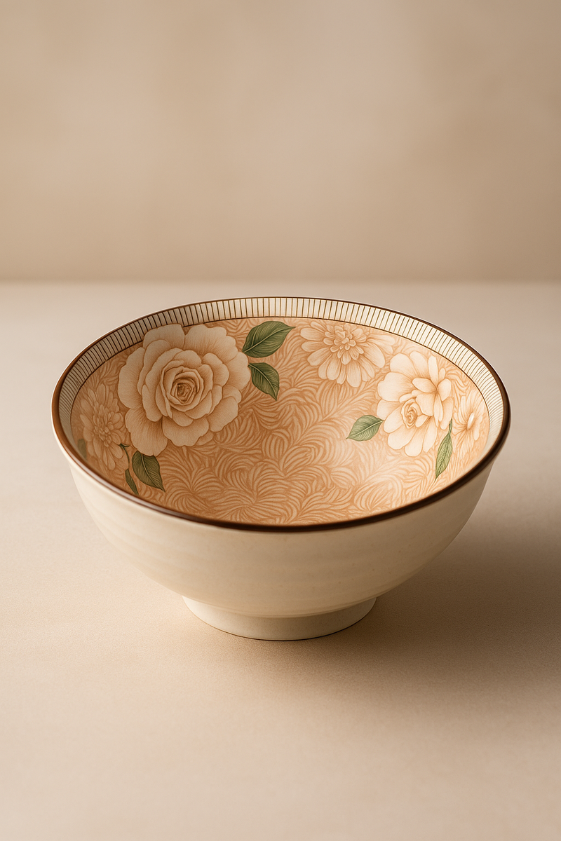 Royale Elegance – Blossom Beige Floral Bowl Set (4 Pieces)