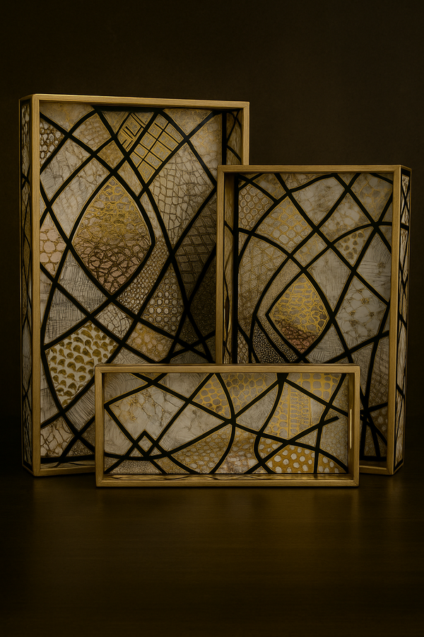 “Noir Éclat Luxe Tray Set” – Set of 3