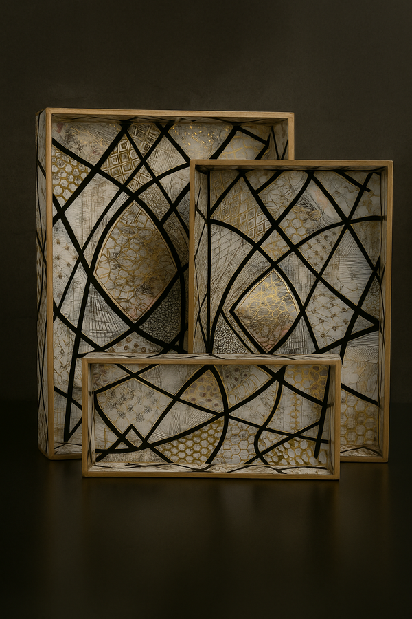 “Noir Éclat Luxe Tray Set” – Set of 3