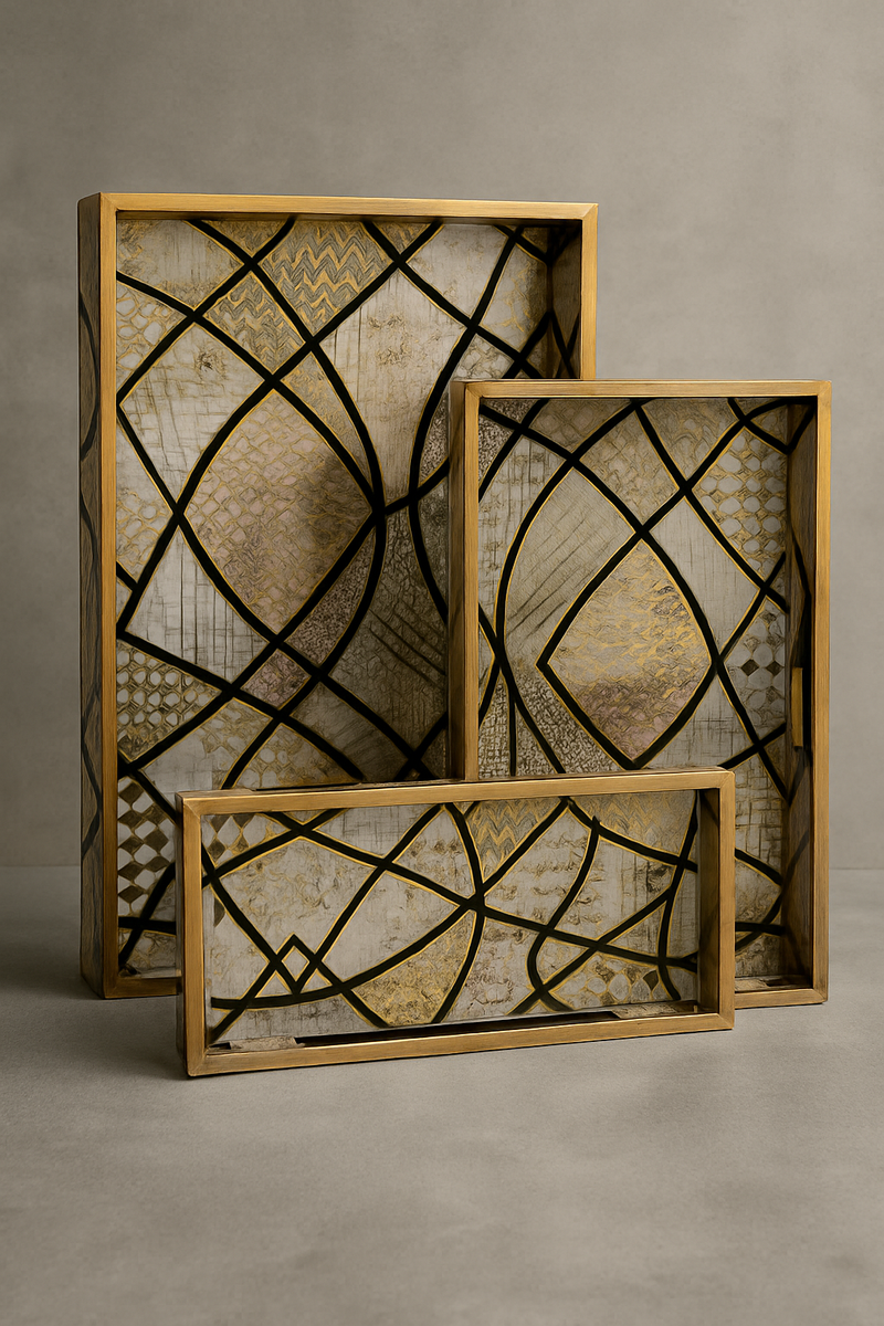 “Noir Éclat Luxe Tray Set” – Set of 3