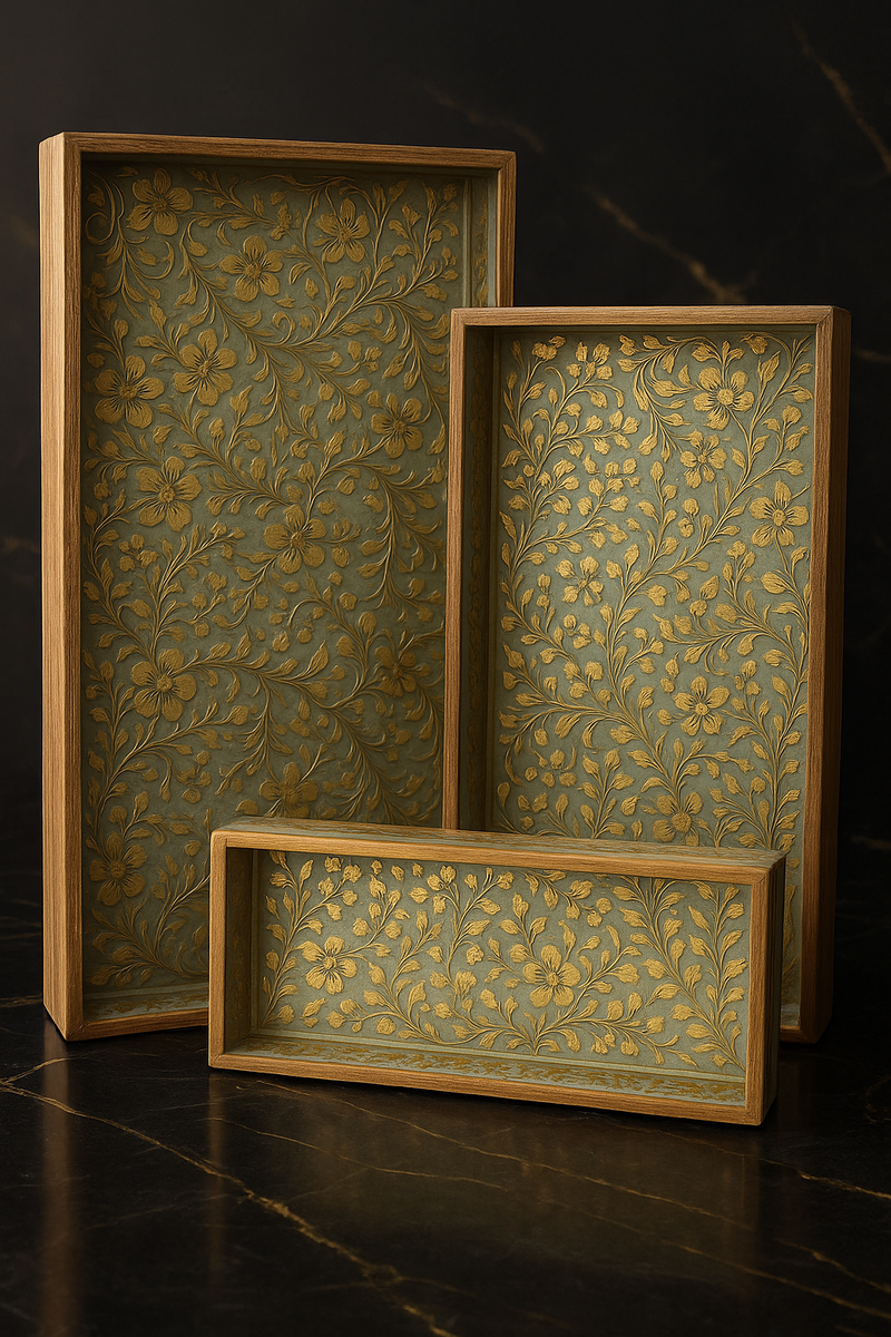 Regal Bloom Handcrafted Tray Set (Set of 3)