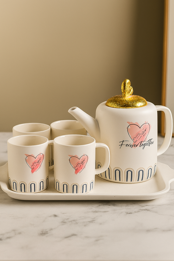 Forever Together – Luxury Ceramic Tea Set (5-Piece)