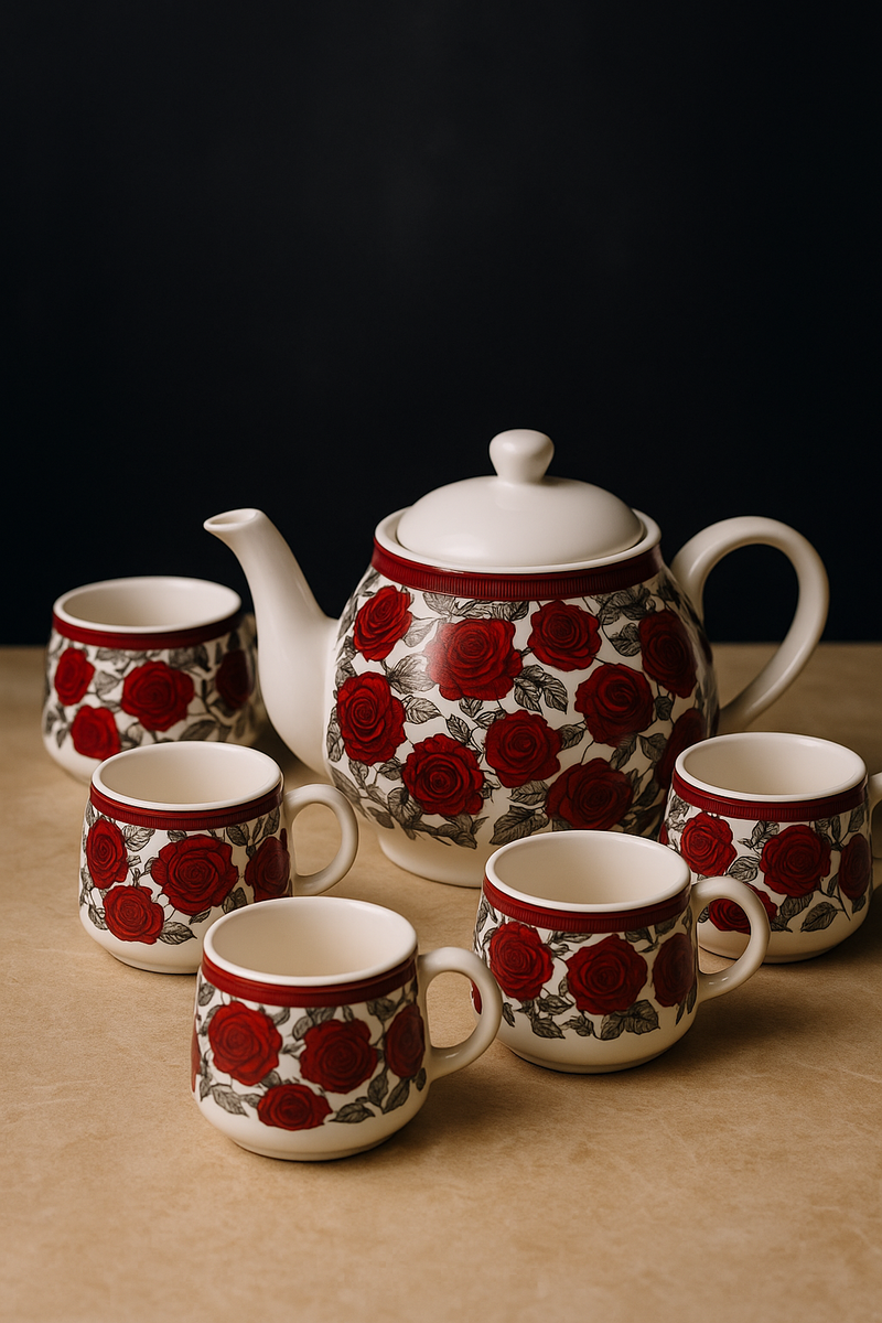 Regal Rose Porcelain Tea Set –  6 Pc Luxury Collection