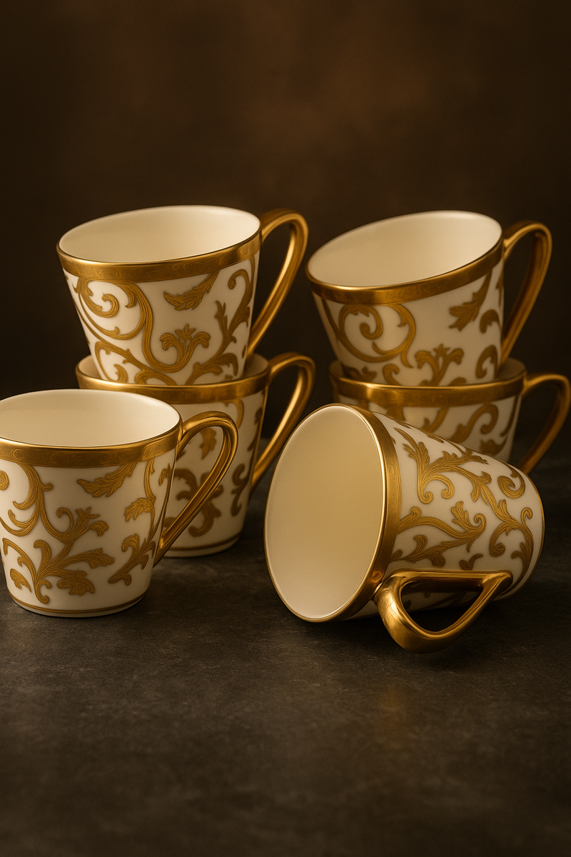 Gold Adorne Imperial Mug Set — 6 Pc Royal Collection