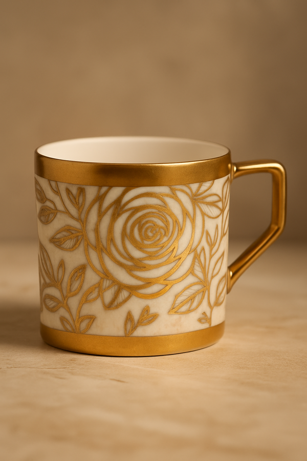 Eternal Bloom Royale Mug Set — 6 Pc Gilded Floral Edition