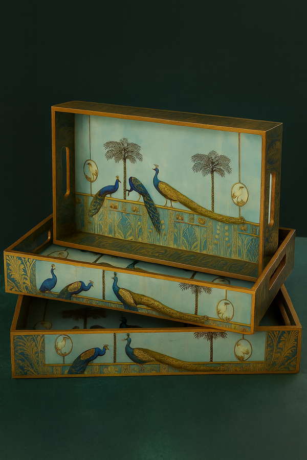 The Royal Peacock Heritage Tray Set – Set of 3