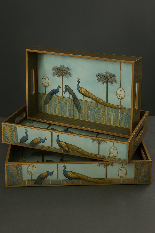 The Royal Peacock Heritage Tray Set – Set of 3